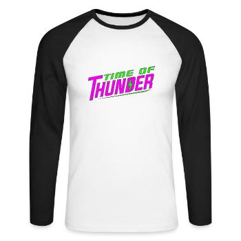 PINK POWER - Unisex Long Sleeve Baseball T-Shirt - white/black - Front - Nik (191cm)