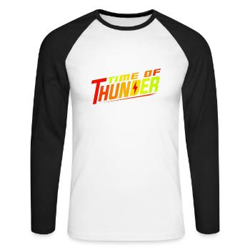 COLORMIX POWER - Unisex Baseballshirt langarm - Weiß/Schwarz - Vorne - Nik (191cm)