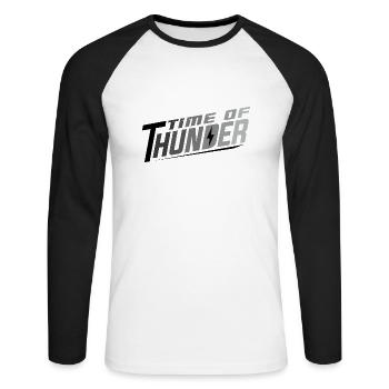 COLORMIX POWER - Unisex Baseballshirt langarm - Weiß/Schwarz - Vorne - Nik (191cm)