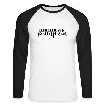 Mama Pumpkin Halloween - Unisex Baseballshirt langarm - Weiß/Schwarz - Vorne - Nik (191cm)