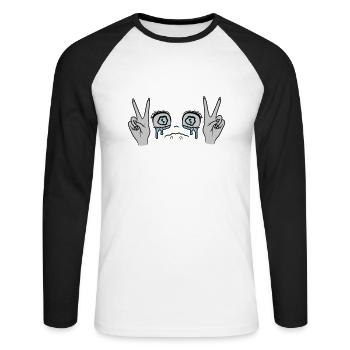 Female Victory Hand Signal Girl - Unisex Long Sleeve Baseball T-Shirt - white/black - Front - Nik (191cm)