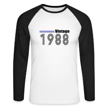 1988 - Unisex Baseballshirt langarm - Weiß/Schwarz - Vorne - Nik (191cm)
