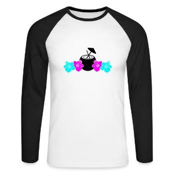 hibiskus kokus - Unisex Baseballshirt langarm - Weiß/Schwarz - Vorne - Nik (191cm)