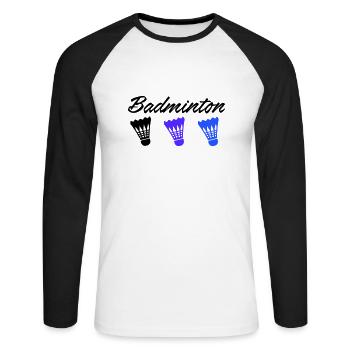 badminton - T-shirt baseball manches longues Homme - blanc/noir - Devant - Nik (191cm)