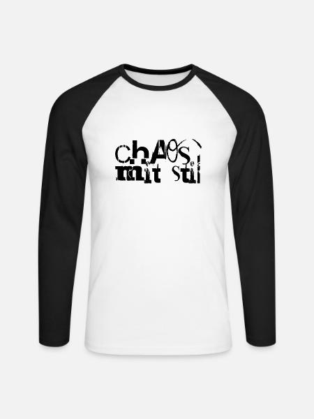 Chaos mit Stil - Unisex Baseballshirt langarm - Weiß/Schwarz