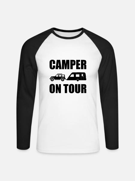 camping - Unisex Baseballshirt langarm - Weiß/Schwarz