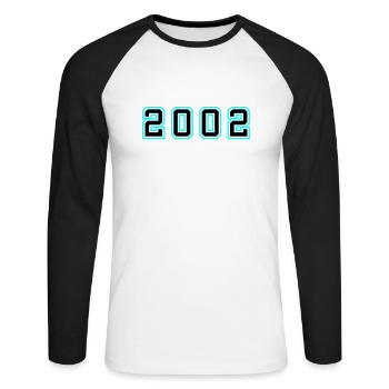 2002 Année Anniversaire - T-shirt baseball manches longues Homme - blanc/noir - Devant - Nik (191cm)