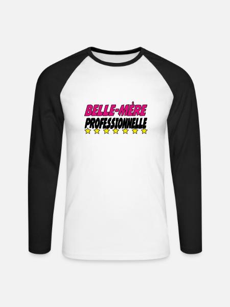Belle Mère PROFESSIONNELLE - T-shirt baseball manches longues Homme - blanc/noir