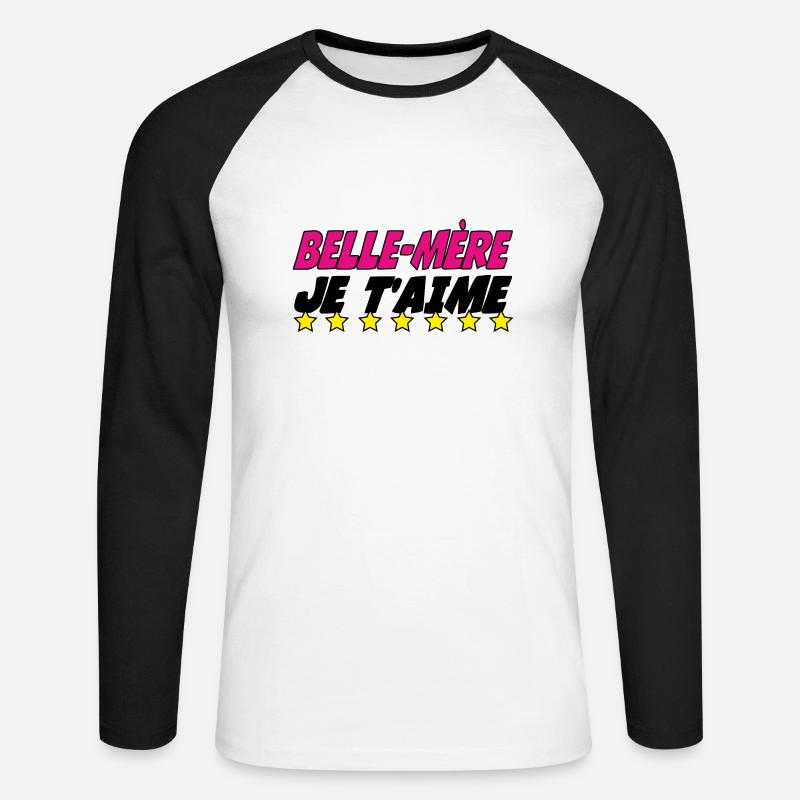 Stiefmutter, ich liebe dich - Unisex Baseballshirt langarm - Weiß/Schwarz