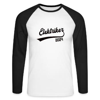 Elektriker 2024 Beruf Elektrikonik Lehre Lehrling - Unisex Baseballshirt langarm - Weiß/Schwarz - Vorne - Nik (191cm)