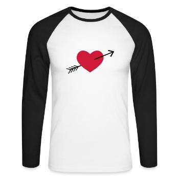 Herz mit Pfeil - Unisex Baseballshirt langarm - Weiß/Schwarz - Vorne - Nik (191cm)