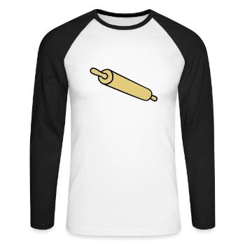 rolling_pin - Unisex Baseballshirt langarm - Weiß/Schwarz - Vorne - Nik (191cm)