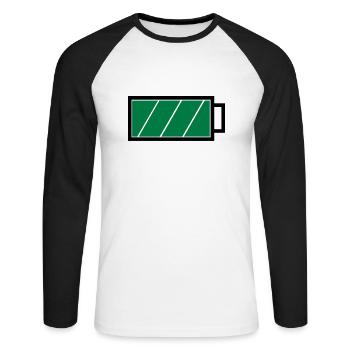 Akku voll - Unisex Baseballshirt langarm - Weiß/Schwarz - Vorne - Nik (191cm)