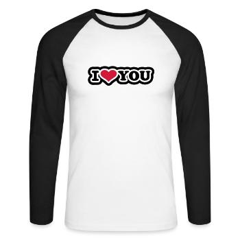 I love you - T-shirt baseball manches longues Homme - blanc/noir - Devant - Nik (191cm)
