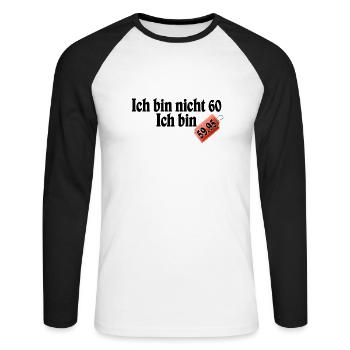 60 - T-shirt baseball manches longues Homme - blanc/noir - Devant - Nik (191cm)