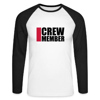 Cool Crew Member Logo-Design - T-shirt baseball manches longues Homme - blanc/noir - Devant - Nik (191cm)