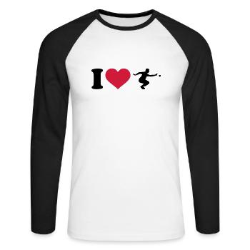 I love Boule - T-shirt baseball manches longues Homme - blanc/noir - Devant - Nik (191cm)