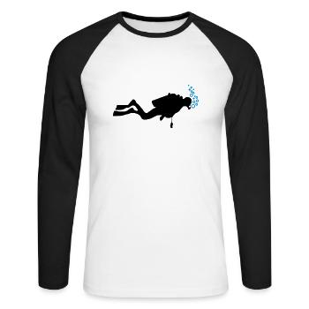 Taucher Luftblasen - Unisex Baseballshirt langarm - Weiß/Schwarz - Vorne - Nik (191cm)