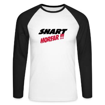 Snart morfar !! - T-shirt baseball manches longues Homme - blanc/noir - Devant - Nik (191cm)
