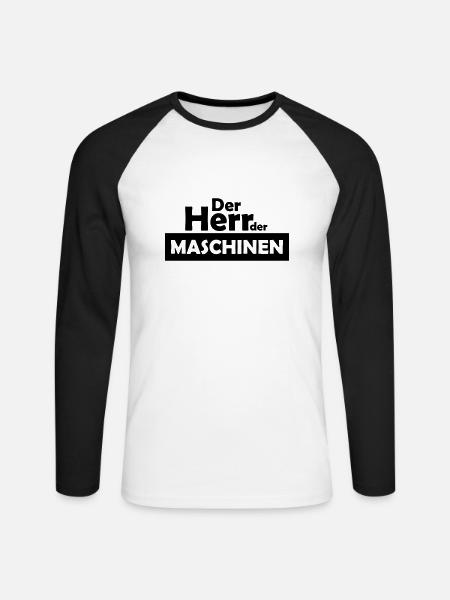der herr der maschinen - Unisex Baseballshirt langarm - Weiß/Schwarz