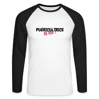 Nursery Nurse Kinderpflegerin Puéricultrice Baby - Unisex Long Sleeve Baseball T-Shirt - white/black - Front - Nik (191cm)