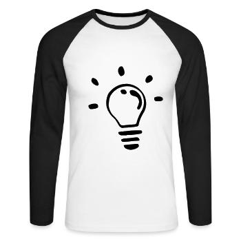 Einzelne Glühbirne / single light bulb - Unisex Baseballshirt langarm - Weiß/Schwarz - Vorne - Nik (191cm)
