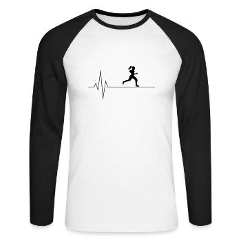 Coureuse de battements de coeur - T-shirt baseball manches longues Homme - blanc/noir - Devant - Nik (191cm)