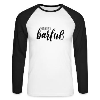 Barefoot in the heart - Unisex Long Sleeve Baseball T-Shirt - white/black - Front - Nik (191cm)