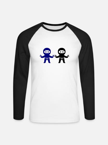 Ninjas - T-shirt baseball manches longues Homme - blanc/noir