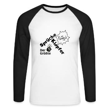 Sprüche schwarz auf weiß - Unisex Baseballshirt langarm - Weiß/Schwarz - Vorne - Nik (191cm)