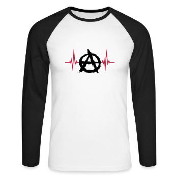 Puls Anarchie Symbol Logo - Unisex Baseballshirt langarm - Weiß/Schwarz - Vorne - Nik (191cm)