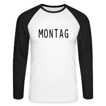 Montag Arbeit Humor - Unisex Baseballshirt langarm - Weiß/Schwarz - Vorne - Nik (191cm)