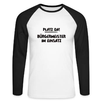 Bürgermeister Im Einsatz Politiker Werden Wahl Amt - Unisex Baseballshirt langarm - Weiß/Schwarz - Vorne - Nik (191cm)