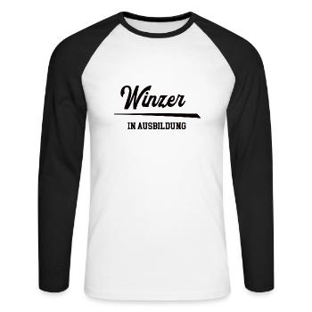 Winzer Ausbildung Winzerazubi Lehre Azubi Weingut - Unisex Baseballshirt langarm - Weiß/Schwarz - Vorne - Nik (191cm)