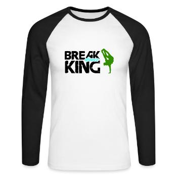 Roi du break dance - T-shirt baseball manches longues Homme - blanc/noir - Devant - Nik (191cm)