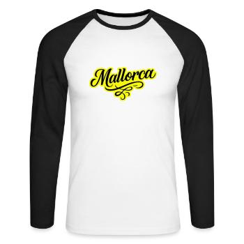 Mallorca Ornament - Unisex Long Sleeve Baseball T-Shirt - white/black - Front - Nik (191cm)