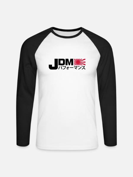 JDM Performance - Unisex Baseballshirt langarm - Weiß/Schwarz