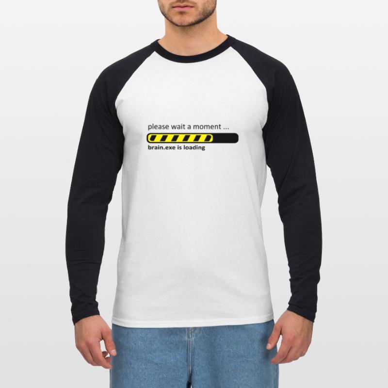 brain.exe is loading Brain Loading Geek Unisex Long Sleeve Baseball T-Shirt