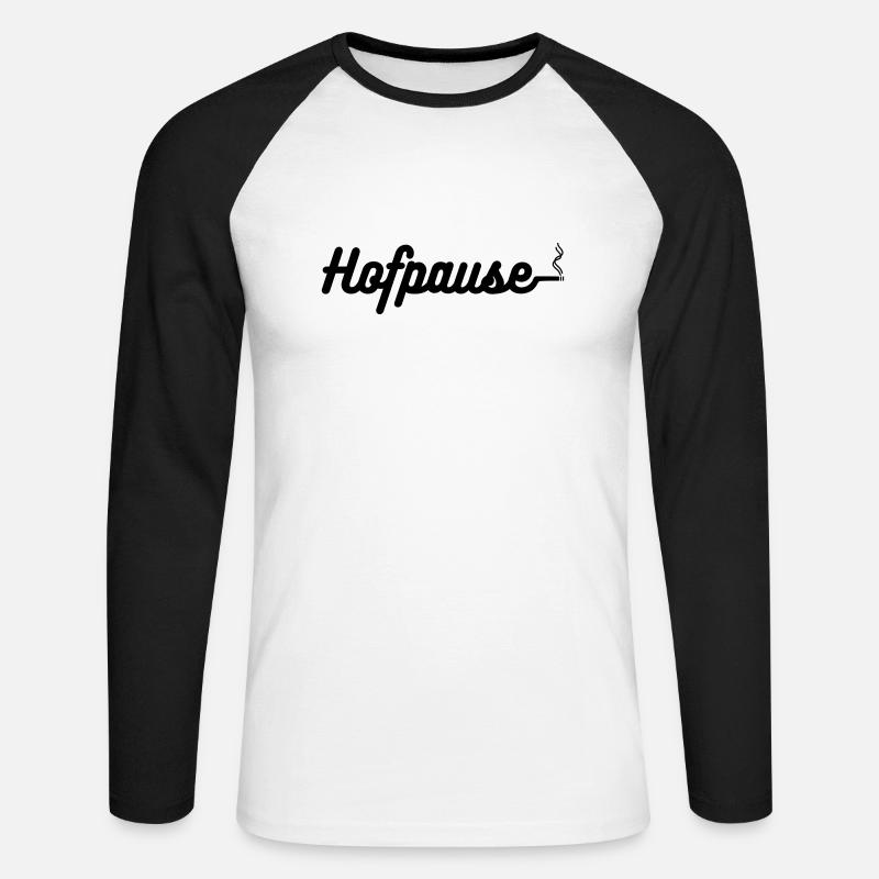 Pause Rauchen Hofpause Zigarette - Unisex Baseballshirt langarm - Weiß/Schwarz