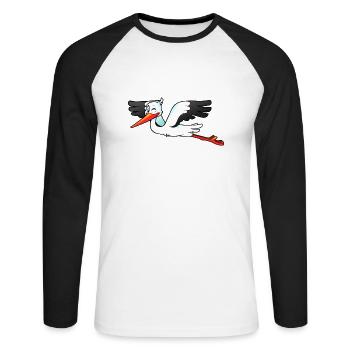 Storch - Unisex Baseballshirt langarm - Weiß/Schwarz - Vorne - Nik (191cm)