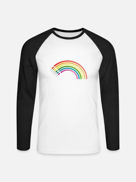 Regenbogen LED - Unisex Baseballshirt langarm - Weiß/Schwarz