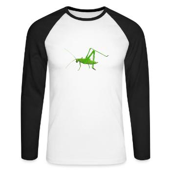 Insekt Grille Gottesanbeterin Heuschrecke Heupferd - Unisex Baseballshirt langarm - Weiß/Schwarz - Vorne - Nik (191cm)