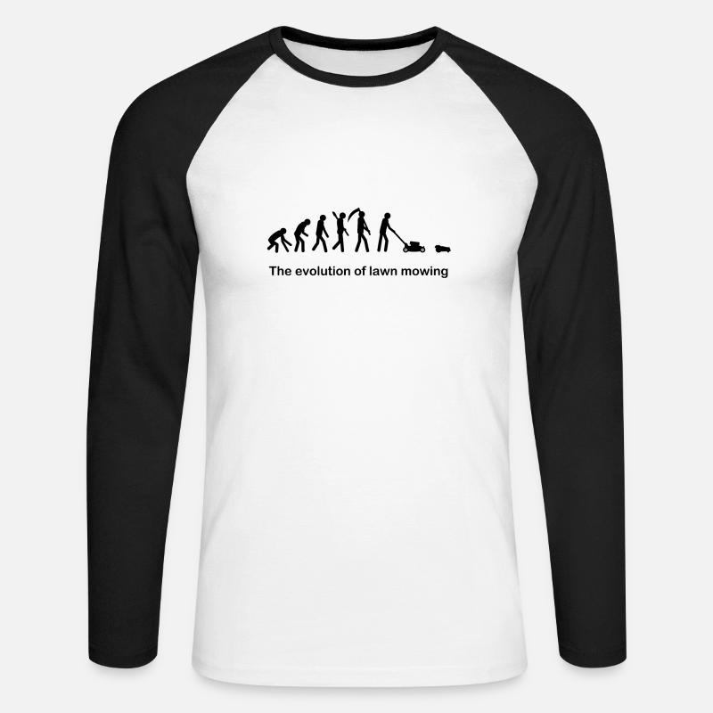 Mowing the evolution - Unisex Long Sleeve Baseball T-Shirt - white/black