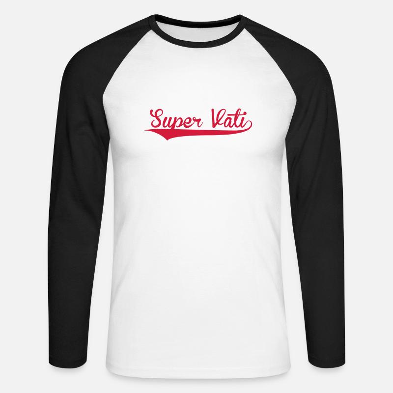 Super Vati - Unisex Baseballshirt langarm - Weiß/Schwarz
