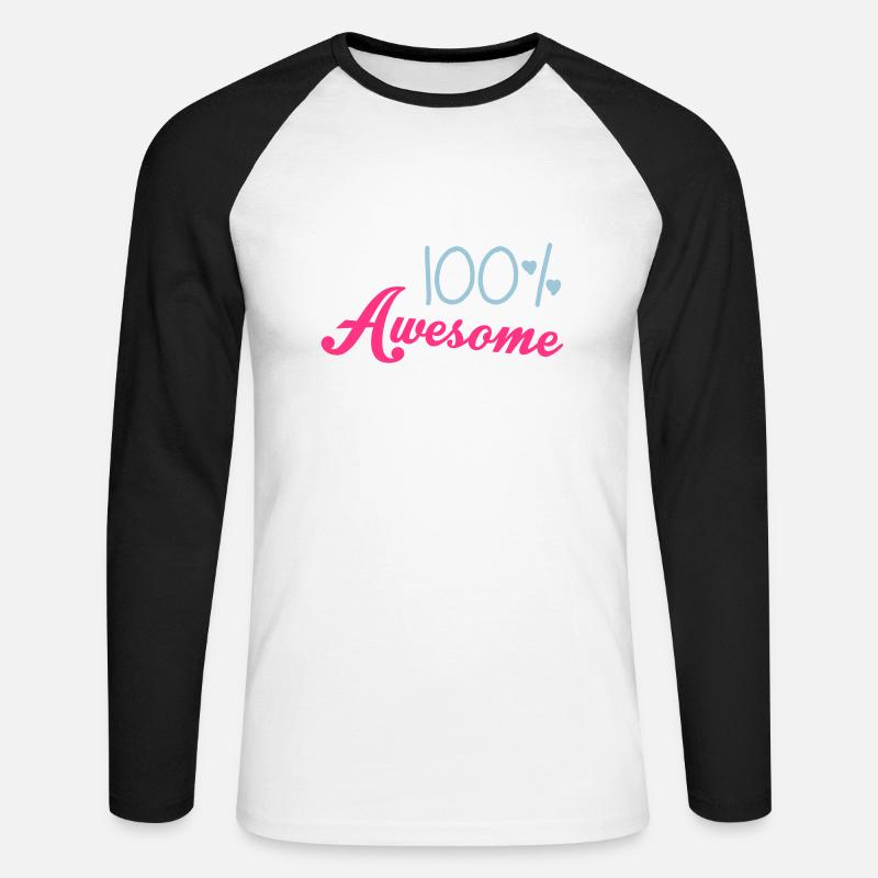100% Awesome - Unisex Baseballshirt langarm - Weiß/Schwarz