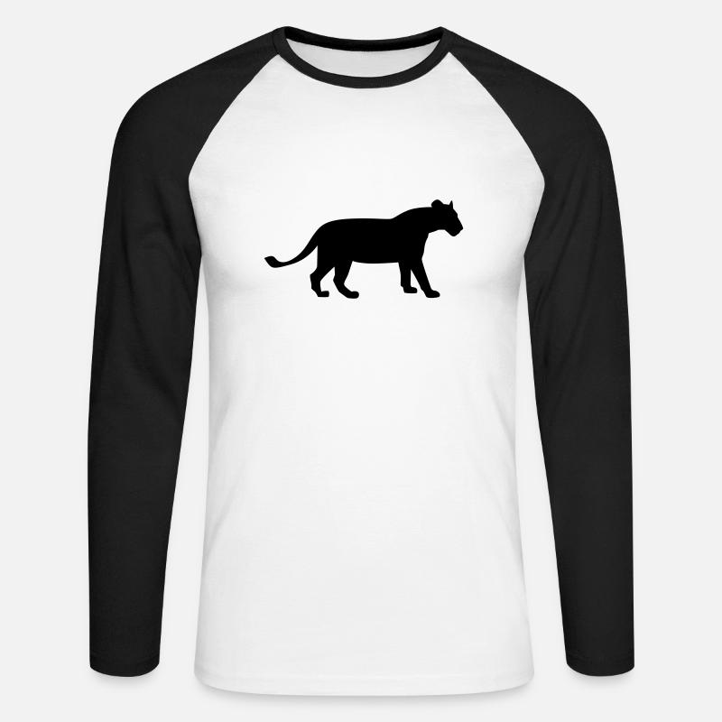 Löwin - Unisex Baseballshirt langarm - Weiß/Schwarz