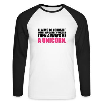 toujours vous-même être Licorne drôle - T-shirt baseball manches longues Homme - blanc/noir - Devant - Nik (191cm)