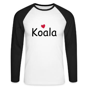 Koala mit Herz - Unisex Baseballshirt langarm - Weiß/Schwarz - Vorne - Nik (191cm)