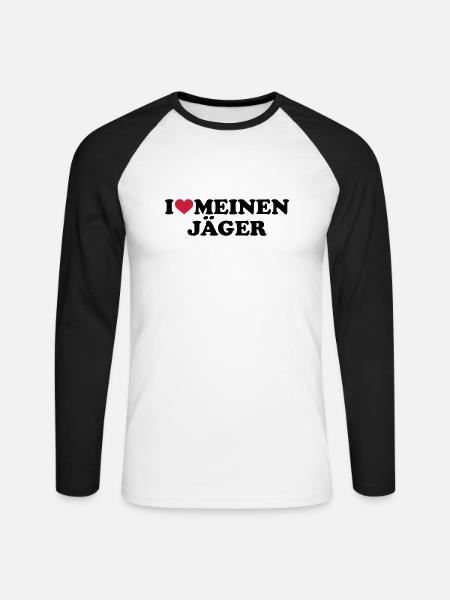 Jäger - Unisex Baseballshirt langarm - Weiß/Schwarz