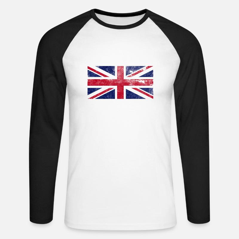 Union Jack retro - Unisex Long Sleeve Baseball T-Shirt - white/black